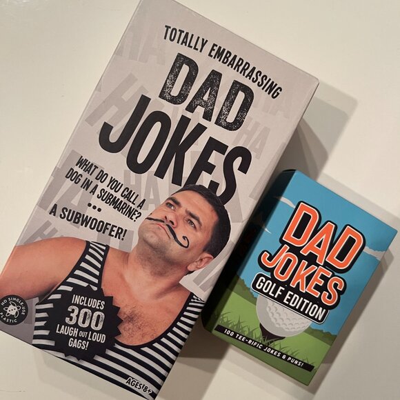 Dad Jokes -2 Sets -  One Set of "Embarrassing"‎ Jokes & One Golf-Themed - men/x - Picture 1 of 9